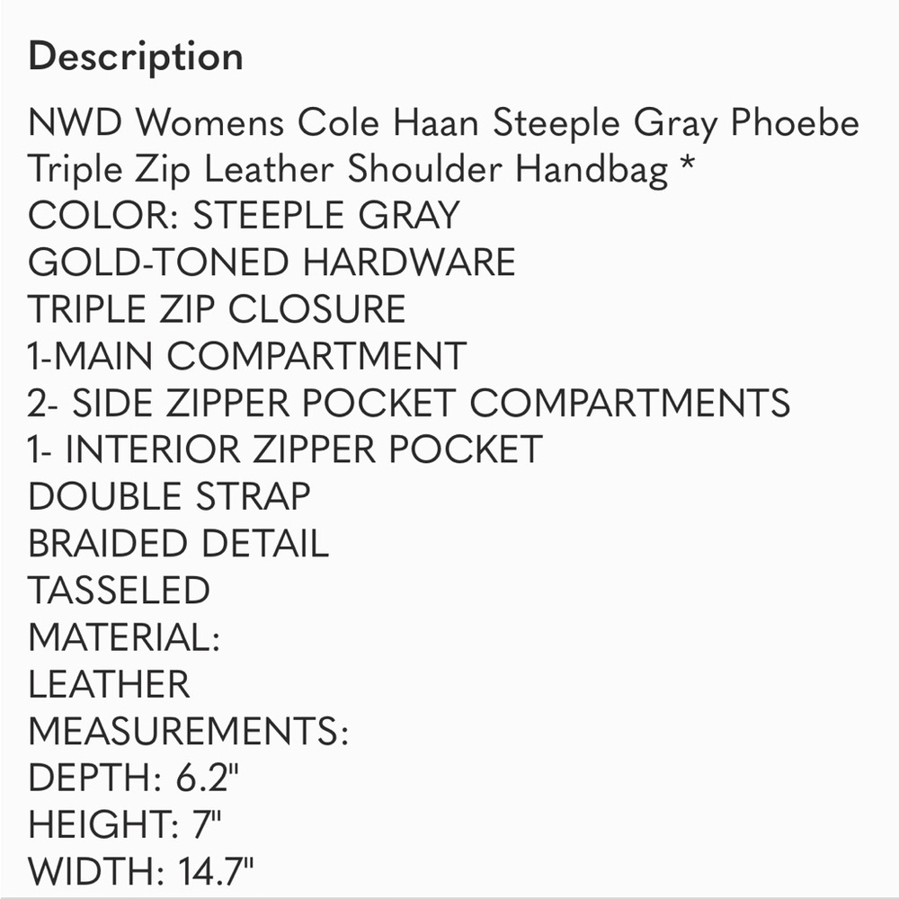 NWD Cole Haan Satchel Tripled zip pebble leather - Picture 10 of 10